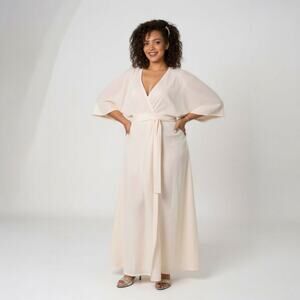 Modcloth Wrap with Cape Maxi Bridesmaid Dress Wrapped in Rapture Pink Sz 2 NWT